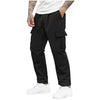 FcBaudy Full Length Pants Men Solid Fashion Casual Multiple Pockets Elastic Waist Long Pants Trousers Men Polyester Pants