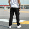 FcBaudy Full Length Pants Men Solid Fashion Casual Multiple Pockets Elastic Waist Long Pants Trousers Men Polyester Pants